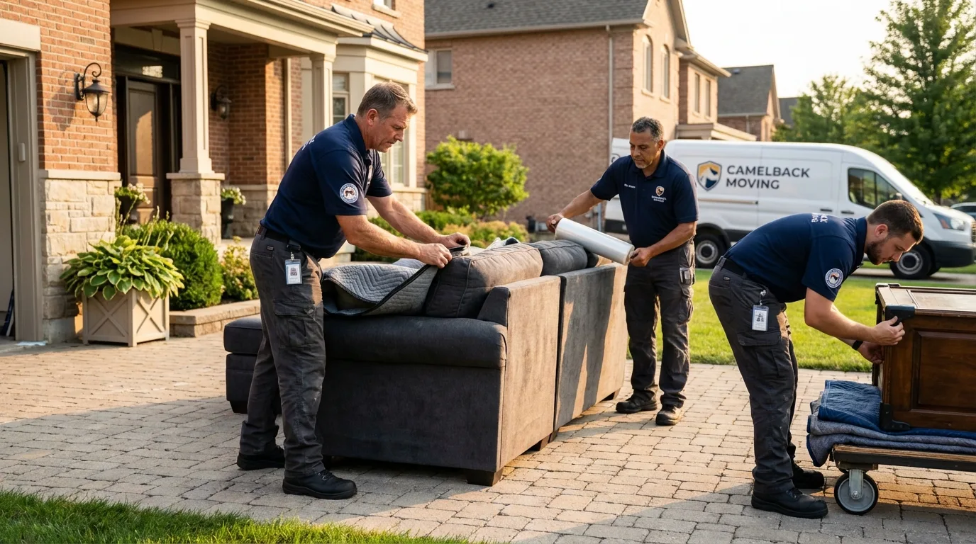 Large estate moving crew wrapping furniture in Soldotna, AK