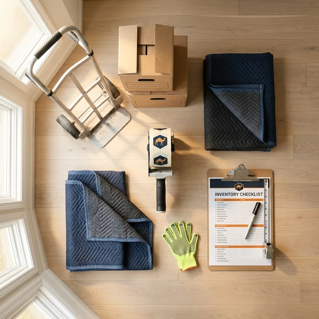 Professional moving supplies and packing materials layout for Soldotna residential relocations